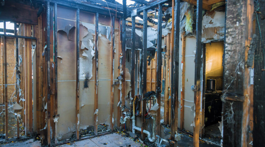Fire damage to inside of home